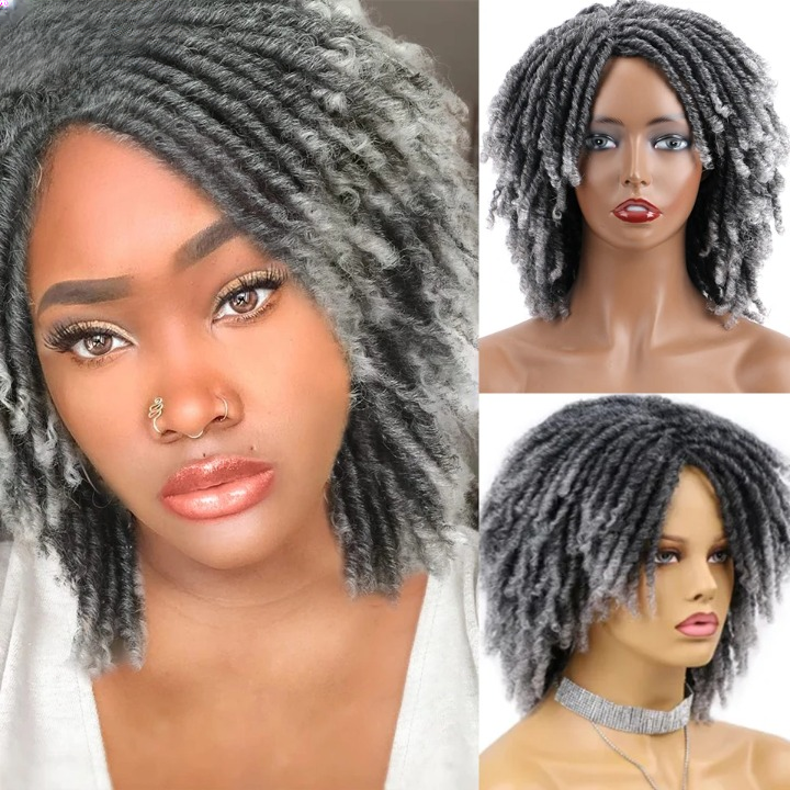 Short Dreadlock Faux Locs Twist Wig | 6-Inch Synthetic Afro Crochet Hair - ANDYS