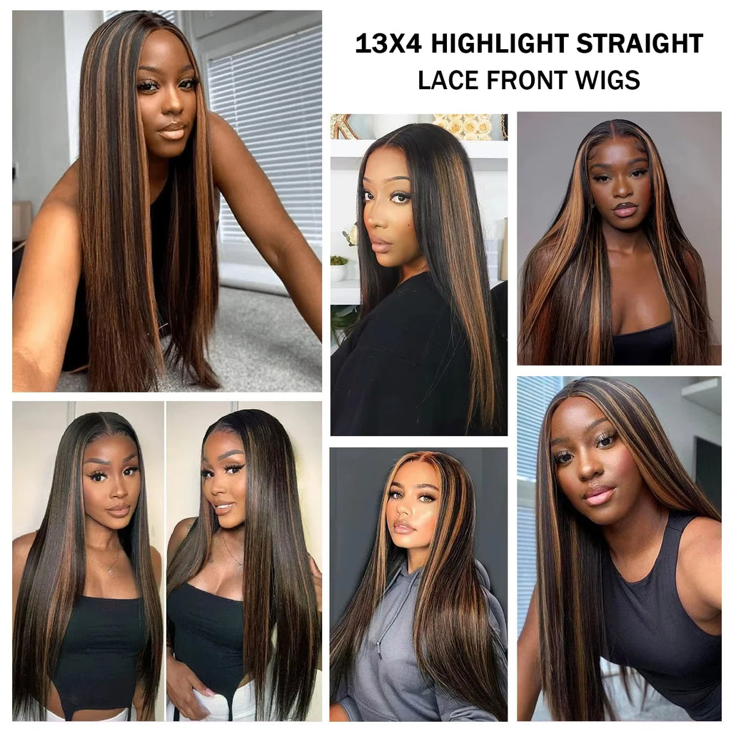 250% Density P1B/30 Highlight Ombre Straight Wig | 13x6 HD Lace Front Human Hair - ANDYS