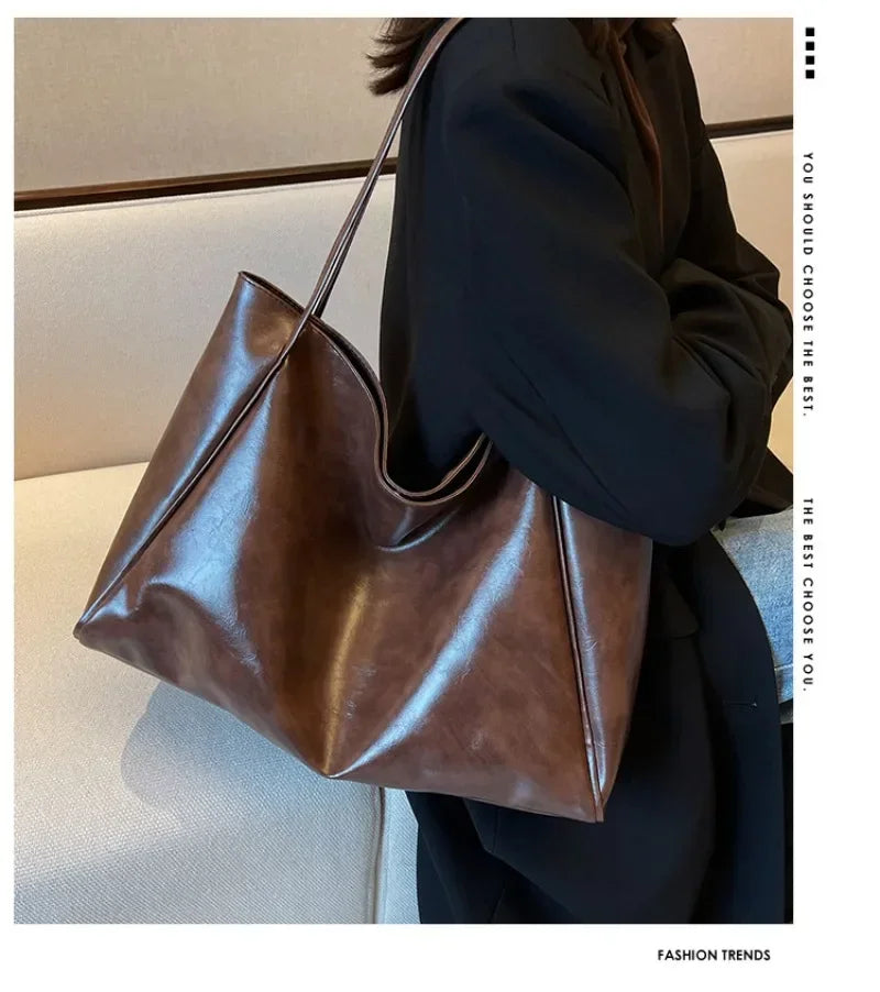 Retro Soft PU Leather Underarm Tote & Crossbody Bag