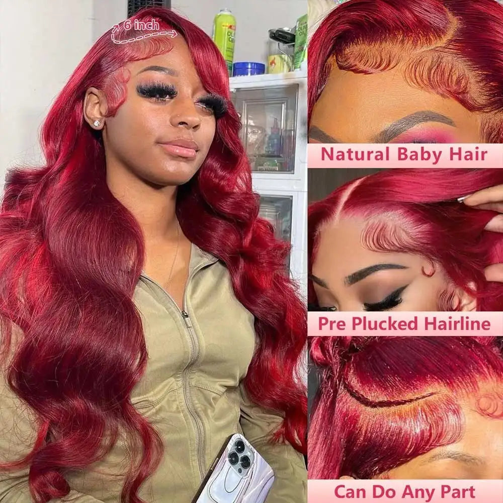 99J Burgundy Body Wave HD Lace Front Wig | Glueless Human Hair - ANDYS