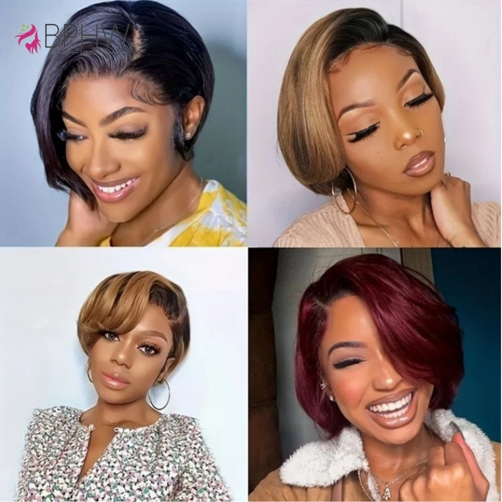 200% Density Brazilian Straight Pixie Cut Wig | 13x4 HD Lace Front Human Hair - ANDYS