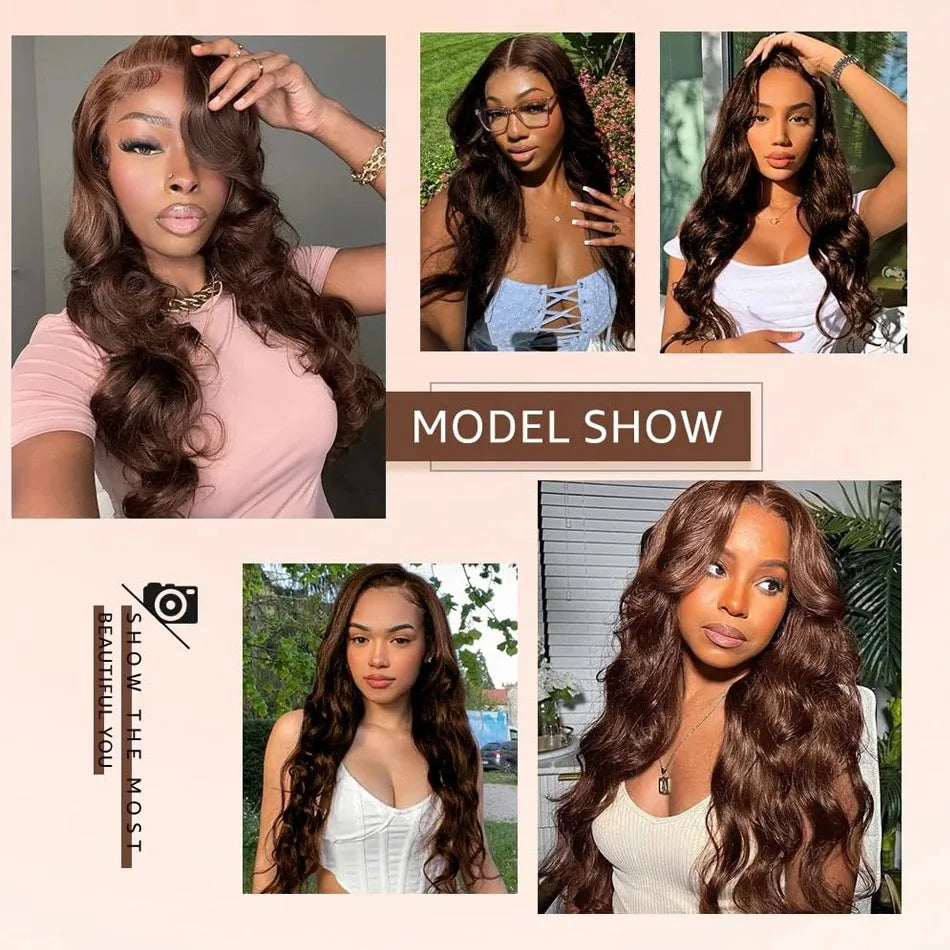Chocolate Brown Body Wave HD Lace Front Wig | Glueless Human Hair - ANDYS