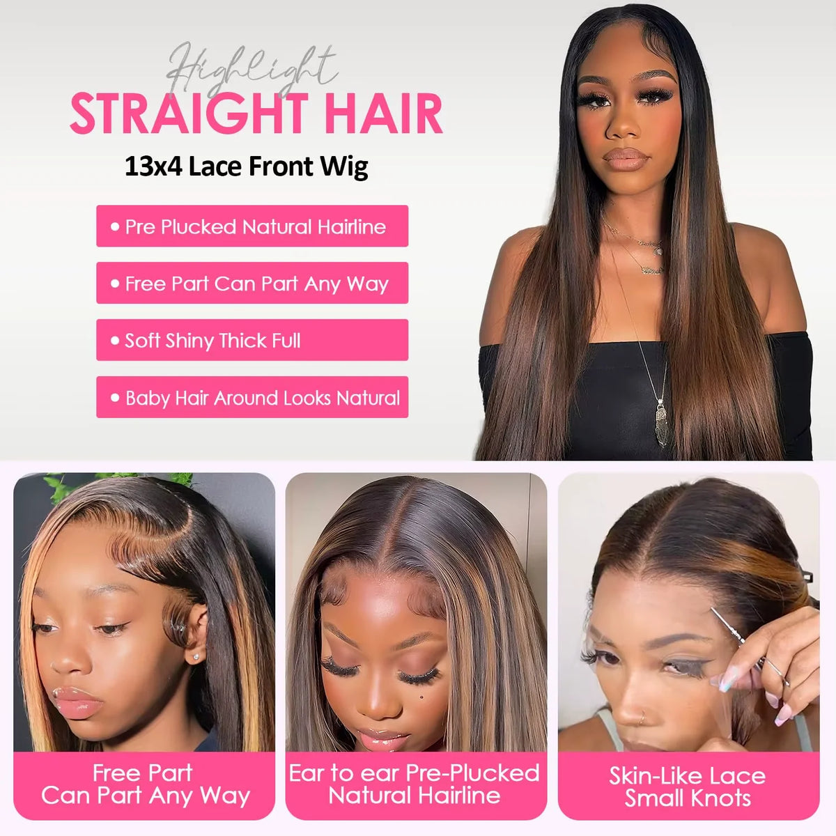 250% Density P1B/30 Highlight Ombre Straight Wig | 13x6 HD Lace Front Human Hair - ANDYS
