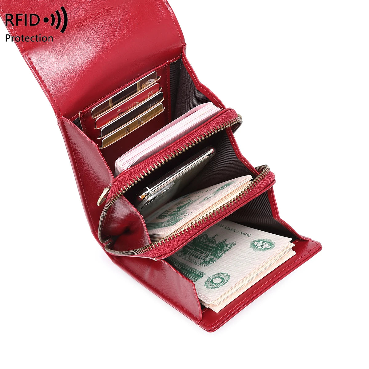 Retro Oil Wax Leather Crossbody Phone Bag with RFID Protection