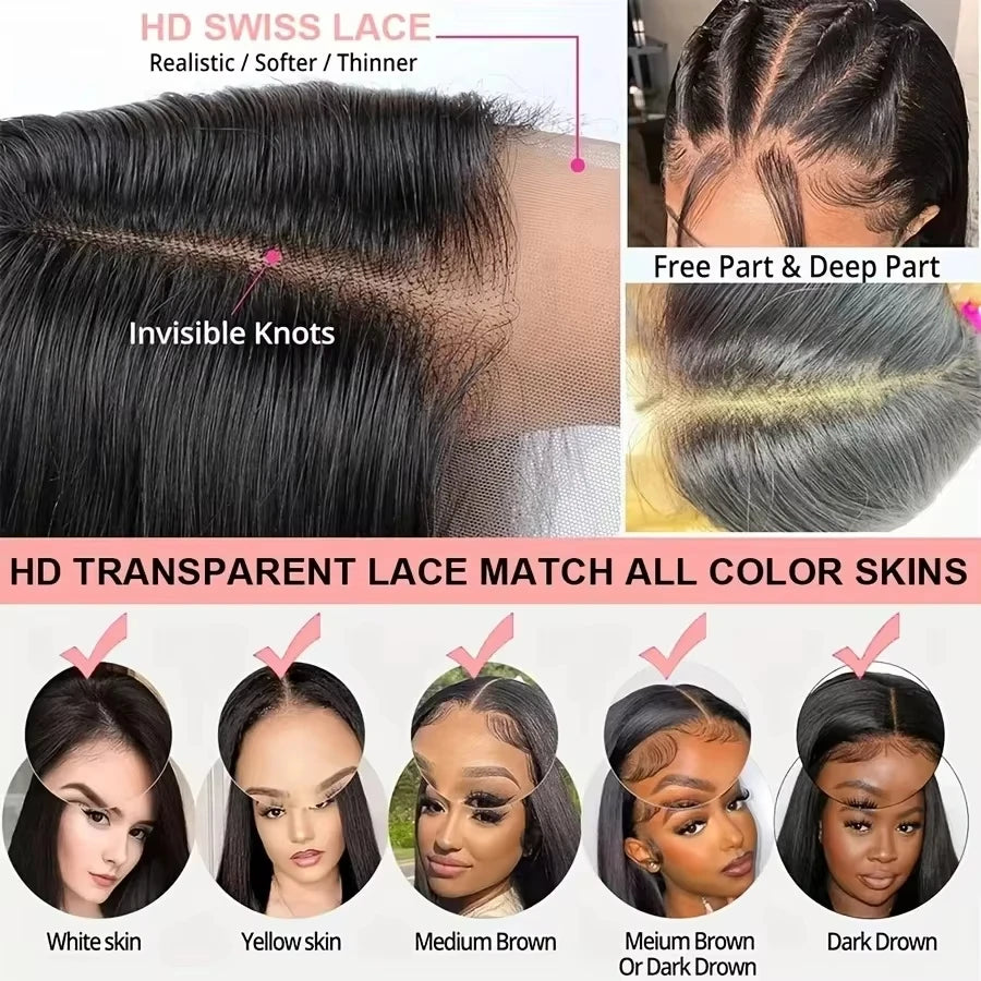 Brazilian Glueless Bone Straight HD Lace Front Wig | Pre-Plucked Human Hair - ANDYS