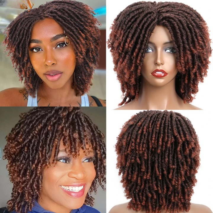 Short Dreadlock Faux Locs Twist Wig | 6-Inch Synthetic Afro Crochet Hair - ANDYS