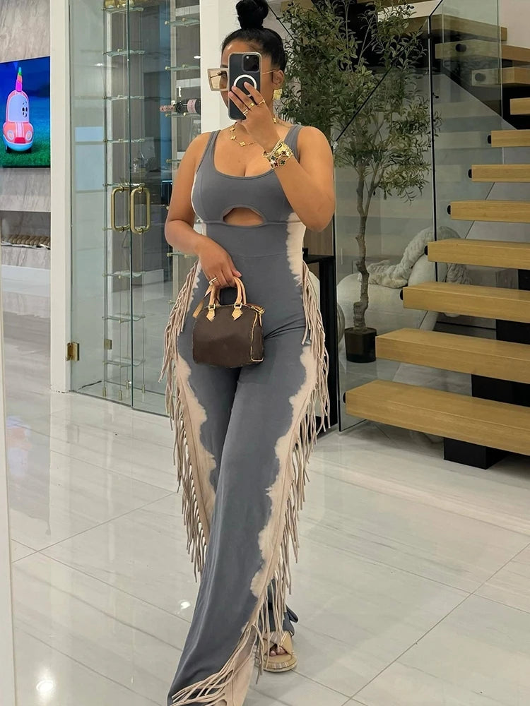 Women's Strapless Tassel Summer Jumpsuit
