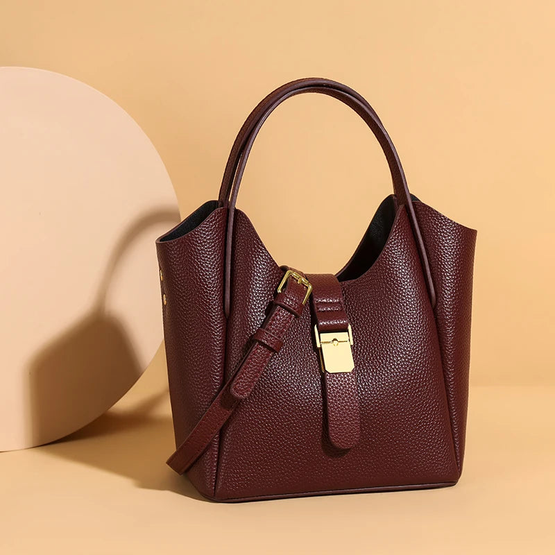Retro Genuine Leather Crossbody Messenger Tote Bag