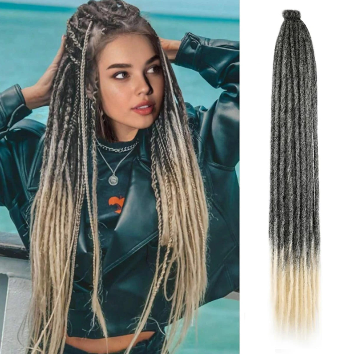 Synthetic Single Ended Dreadlock Extensions | 24-Inch Hippie Loc Crochet Hair - ANDYS
