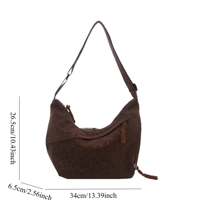 Women's Leopard Print Hobo Crossbody Bag (Large Capacity)