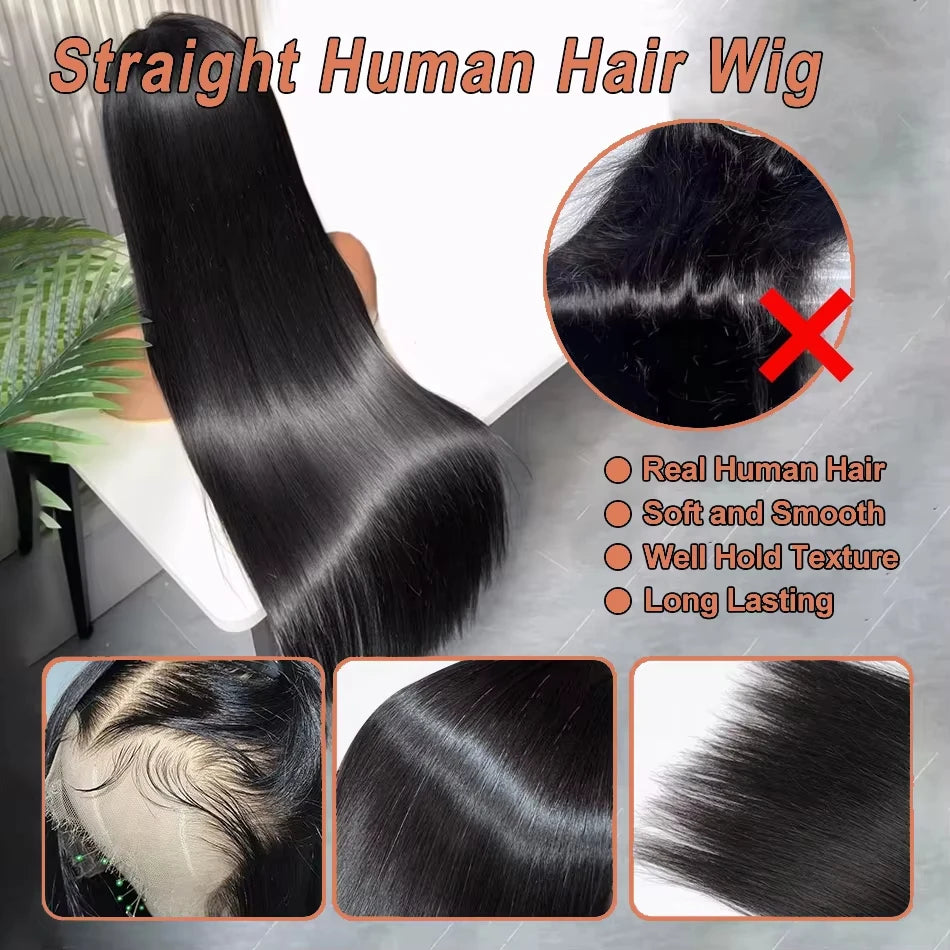 Brazilian Glueless Bone Straight HD Lace Front Wig | Pre-Plucked Human Hair - ANDYS