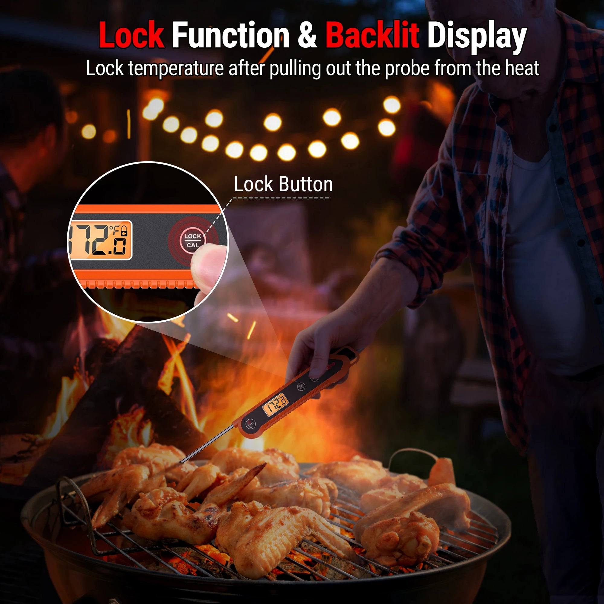 Digital Instant Read Meat Thermometer | Waterproof Kitchen Food LCD Thermometer