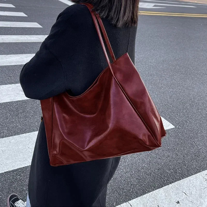 Retro Soft PU Leather Underarm Tote & Crossbody Bag