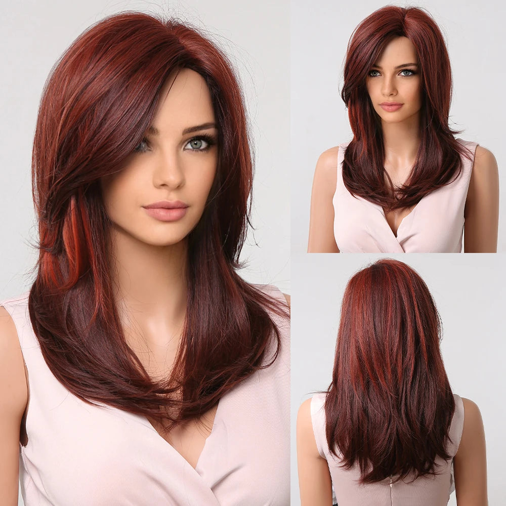 Layered Short Straight Wig with Bangs | Heat Resistant Synthetic Bob - ANDYS