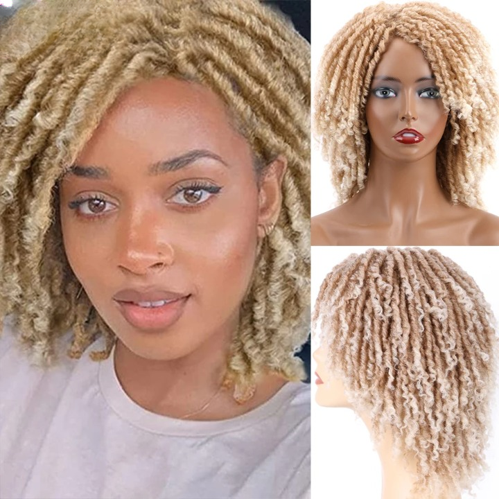 Short Dreadlock Faux Locs Twist Wig | 6-Inch Synthetic Afro Crochet Hair - ANDYS