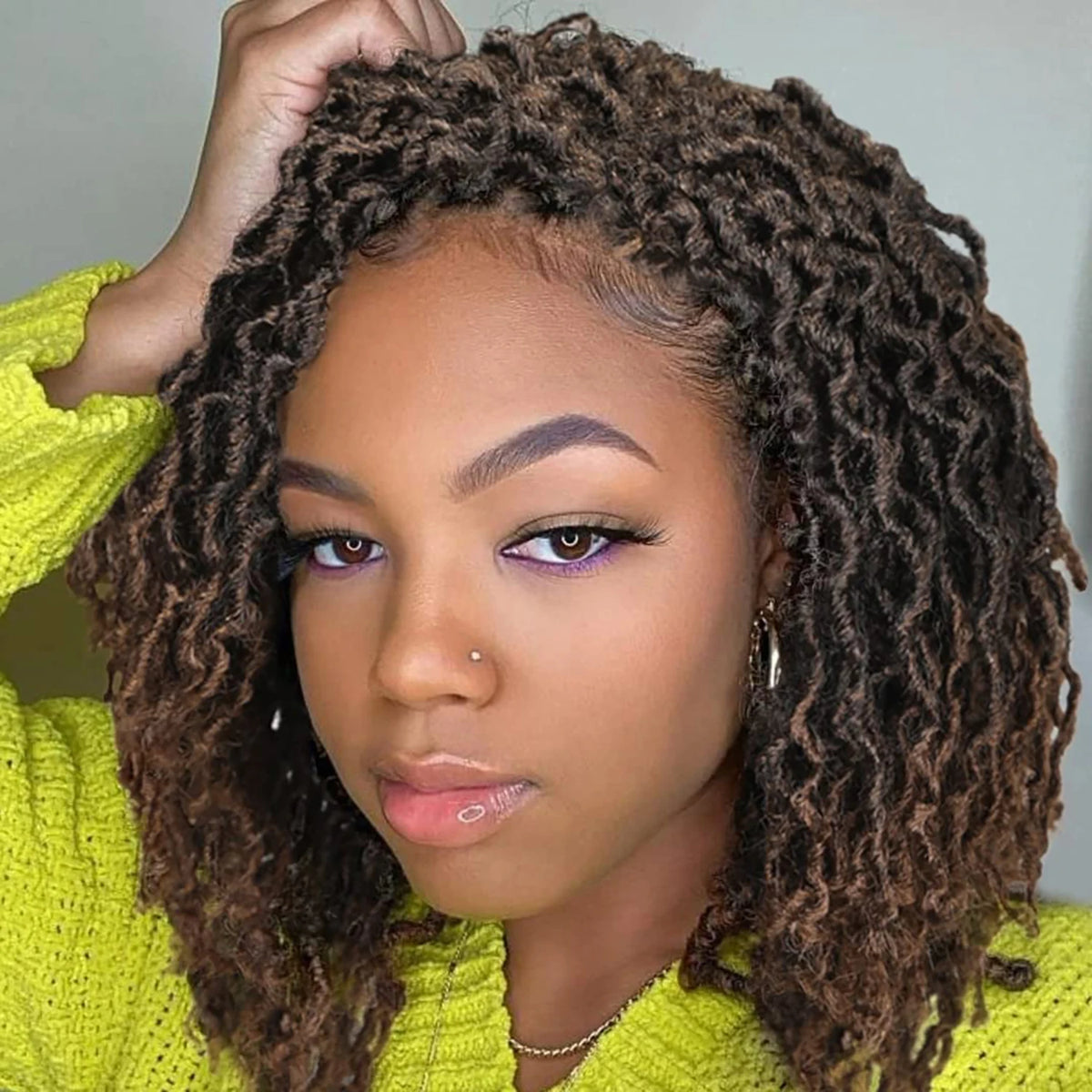 Short Goddess Faux Locs Wig | Synthetic Braided Crochet Dreadlock Hairpiece - ANDYS