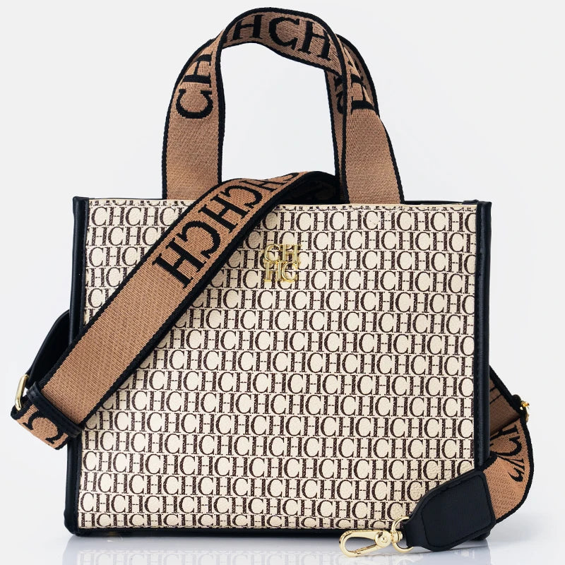 CH Luxury Designer Metal Logo Large Leather Handbag (2026 Edition)