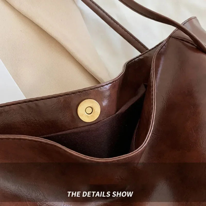 Retro Soft PU Leather Underarm Tote & Crossbody Bag