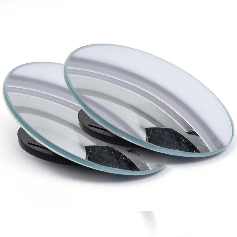 Two convex mirrors on a white background