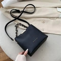 Chic Leather Chain Bucket Crossbody Bag