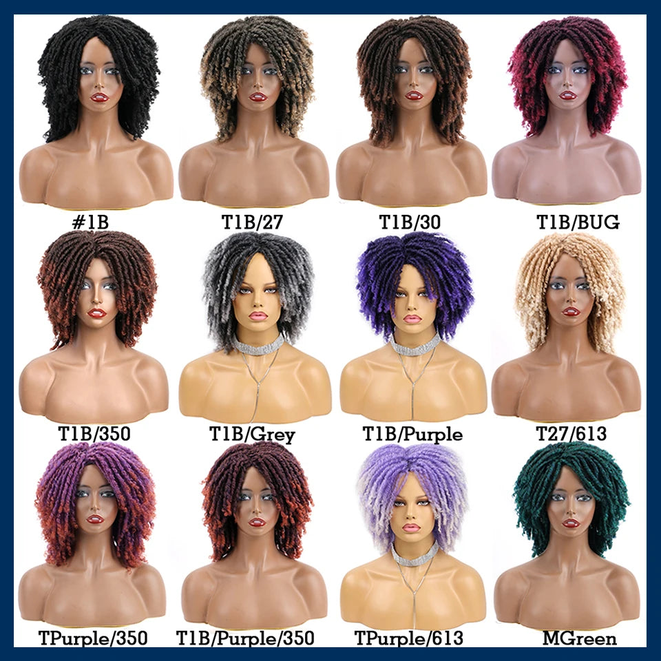 Short Dreadlock Faux Locs Twist Wig | 6-Inch Synthetic Afro Crochet Hair - ANDYS