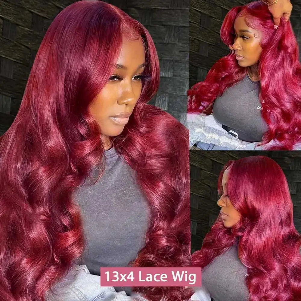 99J Burgundy Body Wave HD Lace Front Wig | Glueless Human Hair - ANDYS