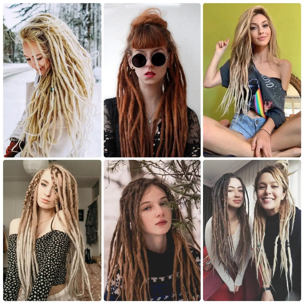 Synthetic Single Ended Dreadlock Extensions | 24-Inch Hippie Loc Crochet Hair - ANDYS
