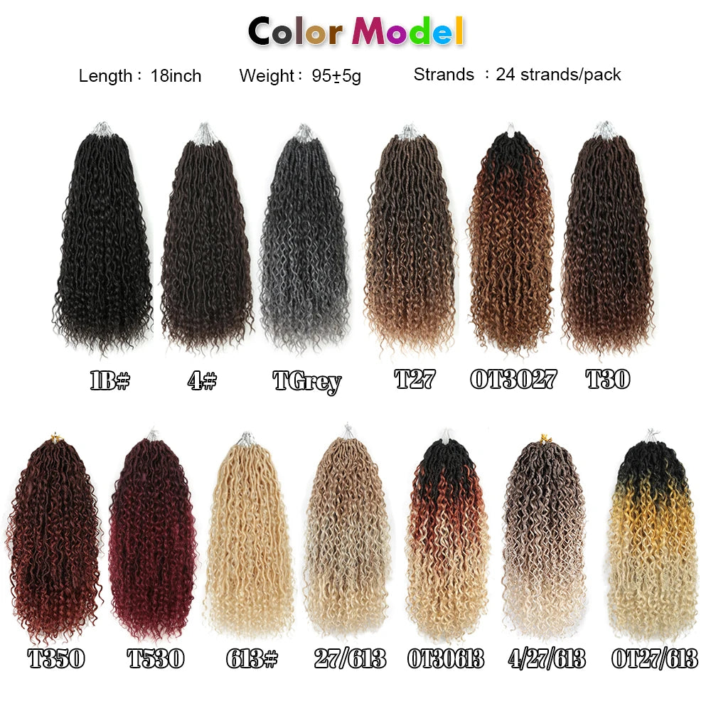 Goddess Faux Locs Crochet Hair | 18-Inch Curly Ends River Ombre Braiding Hair - ANDYS
