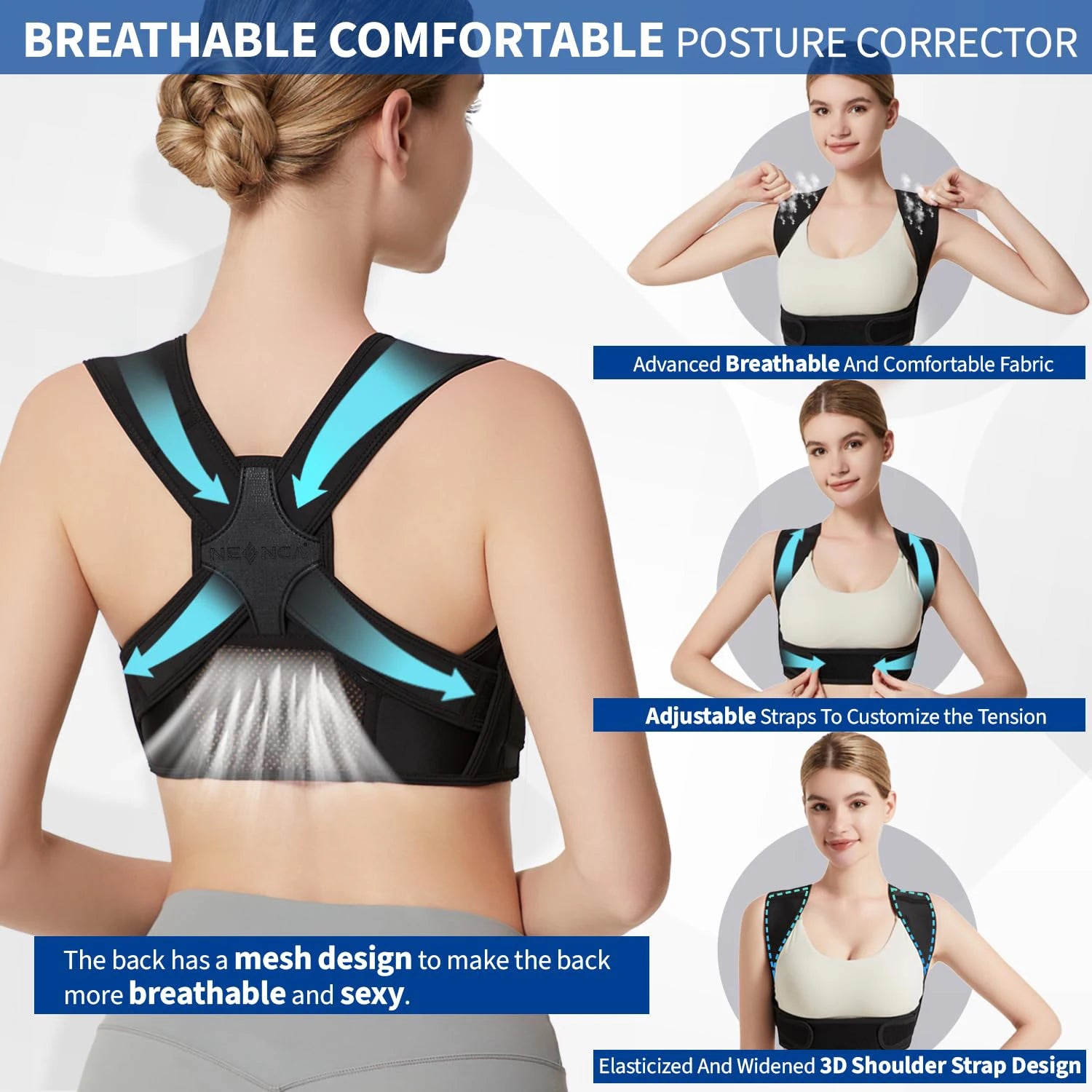 Adjustable Posture Corrector for Back Support | Breathable Shoulder Support Brace for Men & Women