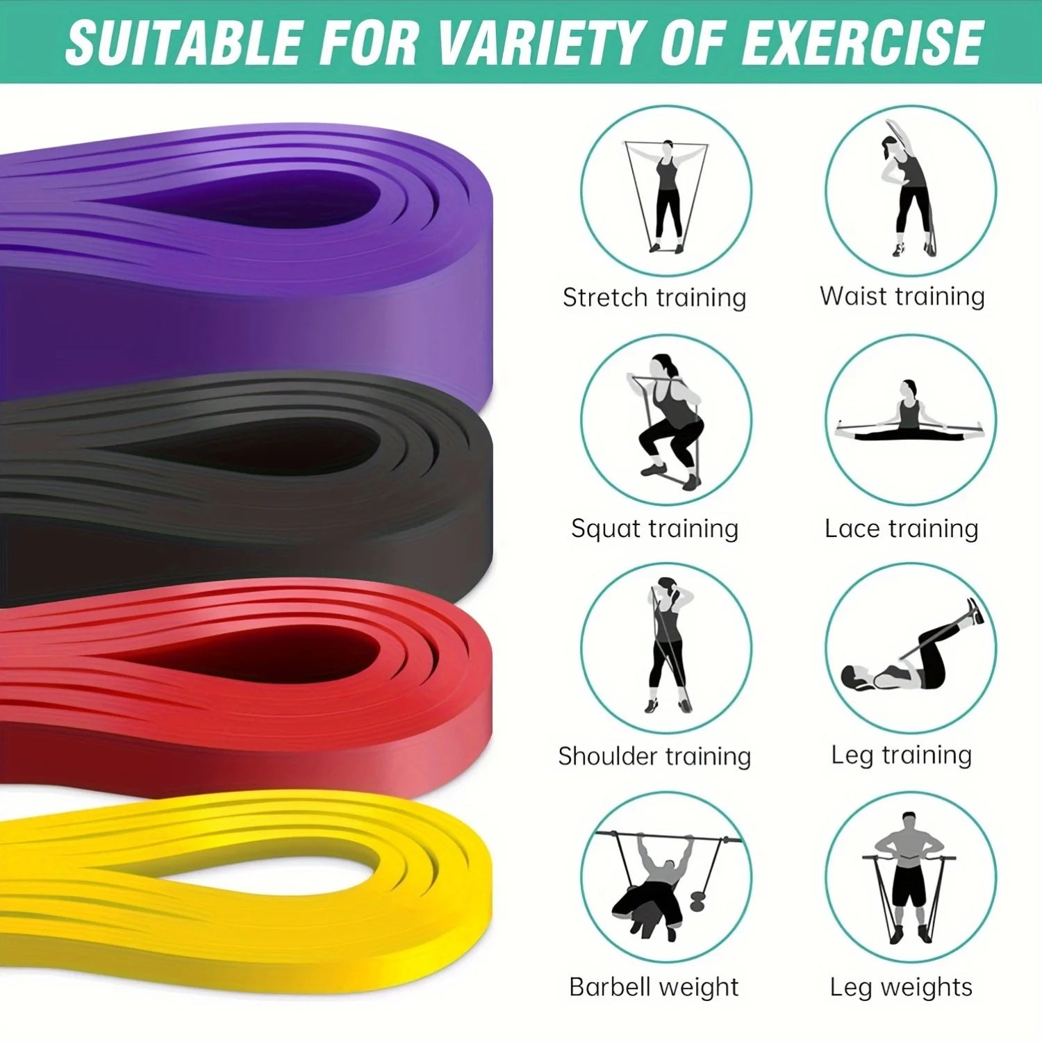 Anti-Snap Stackable TPE Resistance Bands Set | Heavy Tension Exercise Bands