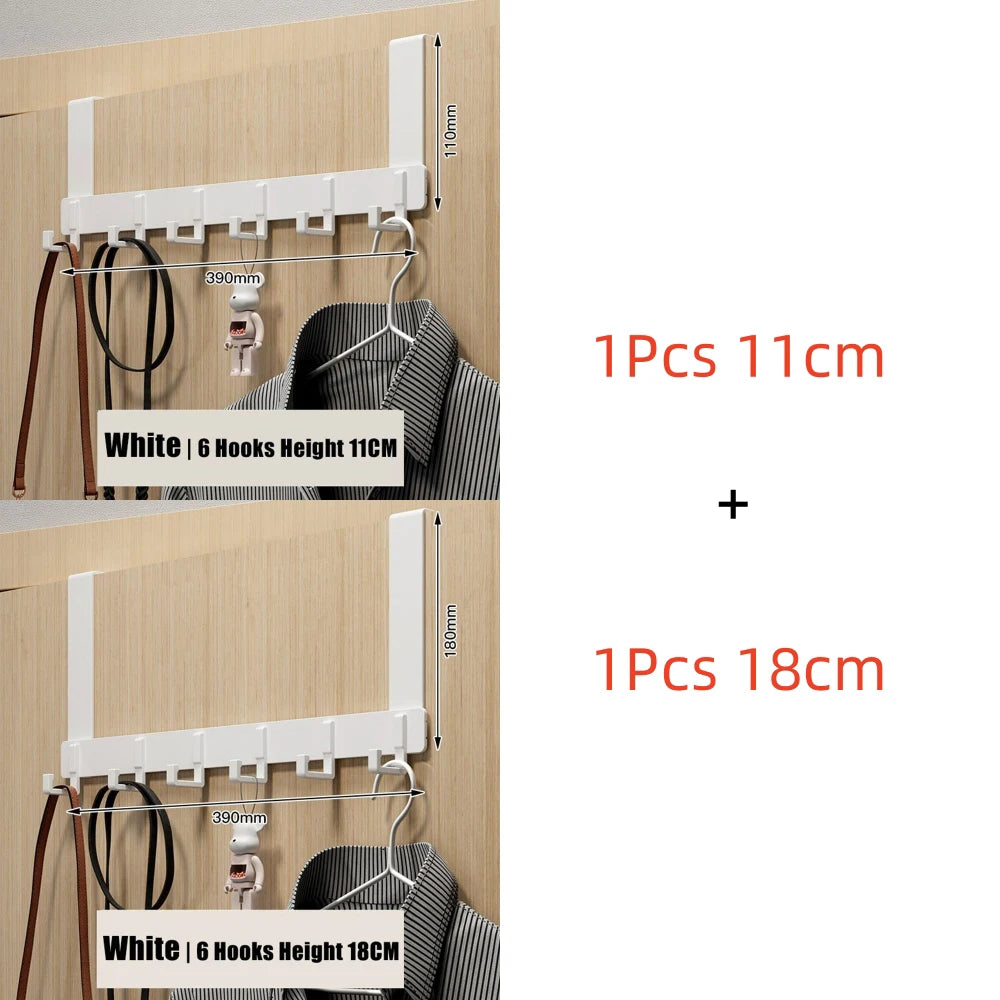 6-Hook Over-the-Door Organizer Rack | Heavy-Duty Hanger for Clothes, Coats, Hats, & Towels