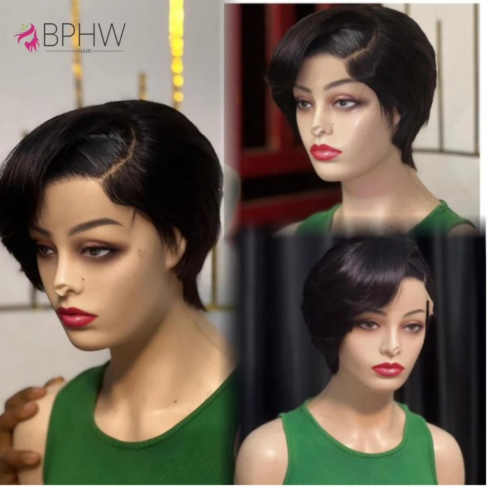 200% Density Brazilian Straight Pixie Cut Wig | 13x4 HD Lace Front Human Hair - ANDYS