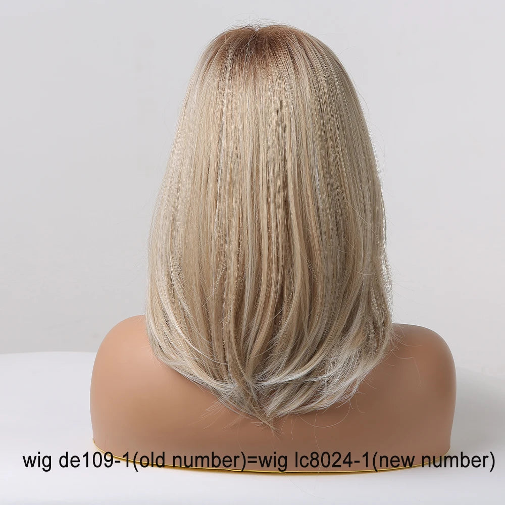 Layered Short Straight Wig with Bangs | Heat Resistant Synthetic Bob - ANDYS