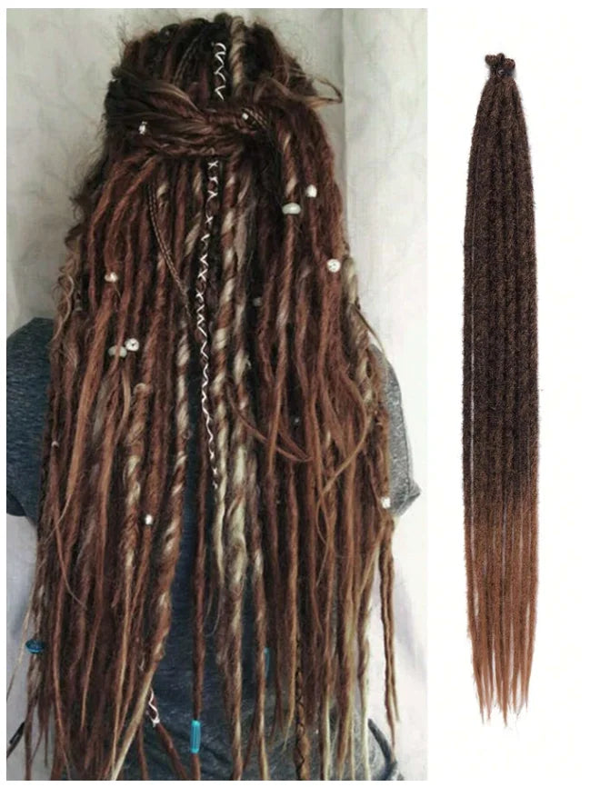 Synthetic Single Ended Dreadlock Extensions | 24-Inch Hippie Loc Crochet Hair - ANDYS