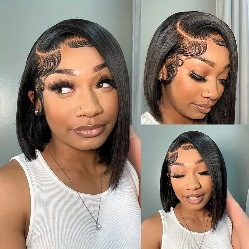 180% Density Glueless HD Lace Front Bob Wig | Pre-Plucked Human Hair - ANDYS