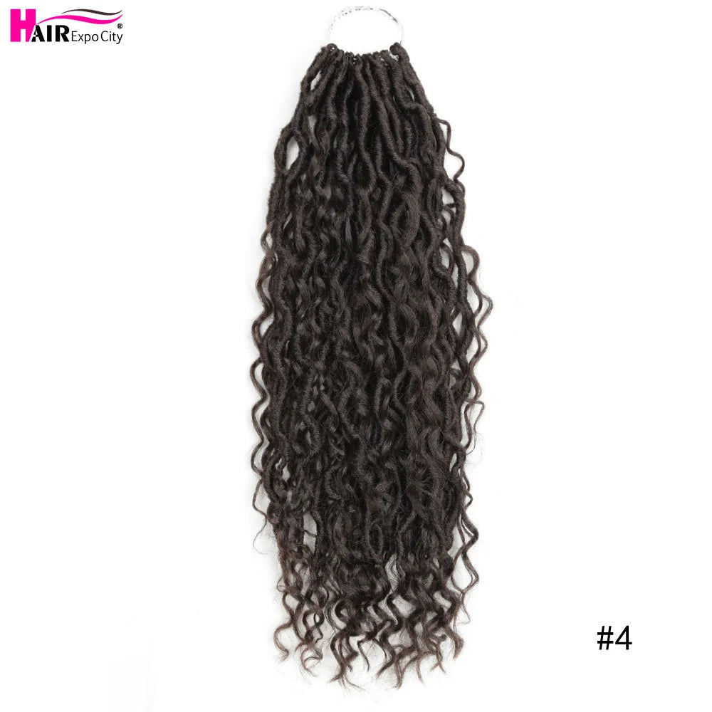 Goddess Faux Locs Crochet Hair | 18-Inch Curly Ends River Ombre Braiding Hair - ANDYS