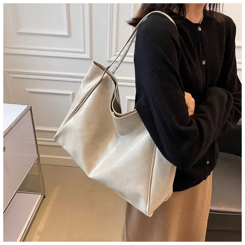 Retro Soft PU Leather Underarm Tote & Crossbody Bag