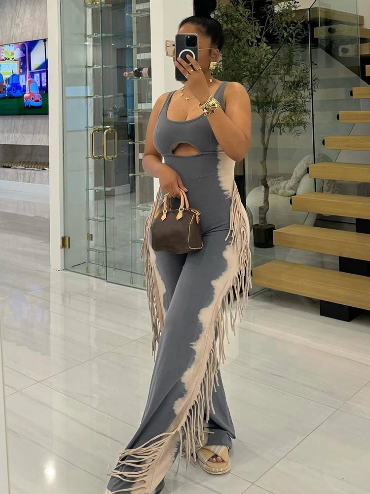 Women's Strapless Tassel Summer Jumpsuit