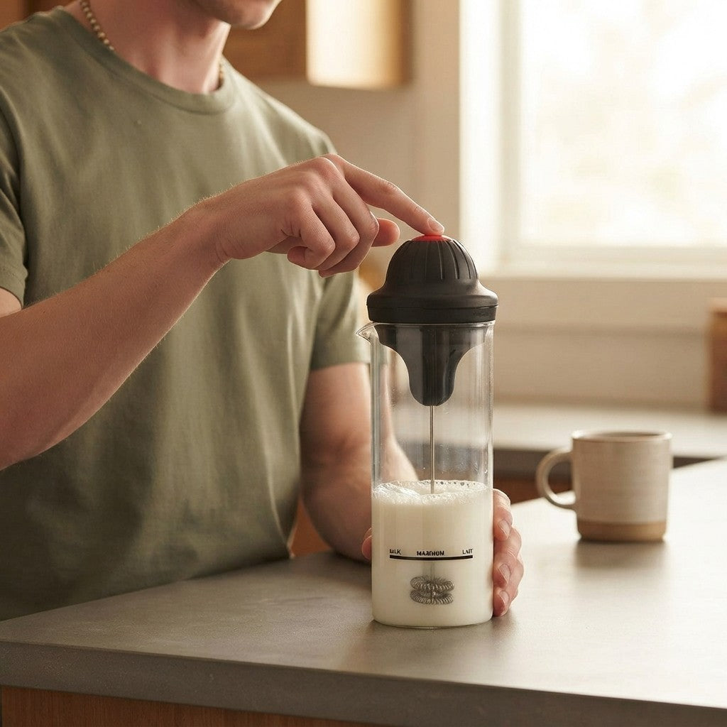Electric Milk Frother with Glass Jar