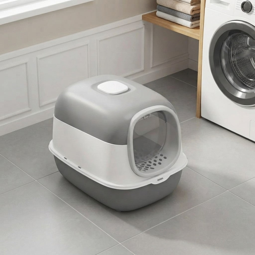 Enclosed Cat Litter Box – Anti-Splash, Odor Control & Easy-Clean Pet Toilet