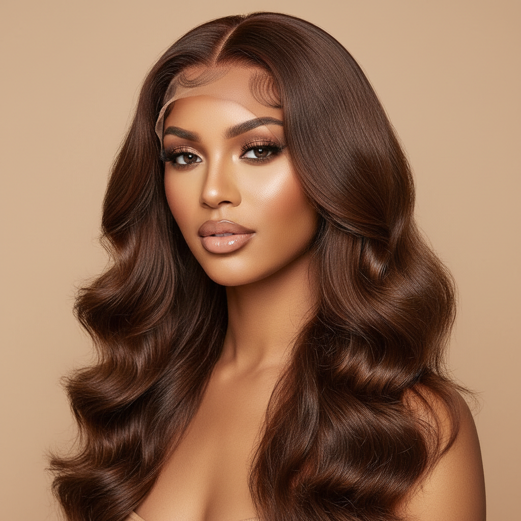 Warm Chocolate Brown Body Wave Wig